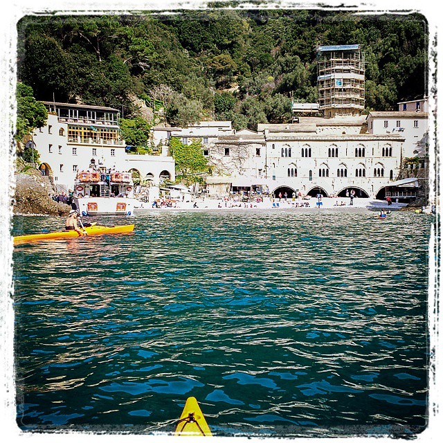 You can get to St. Fruttuoso, Italy, only by a small path..or from the sea...;-)!! Kayak #nature #fun 