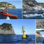 In kayak dopo la mareggiata, nell’Area Marina Protetta dell’Isola di Bergeggi.