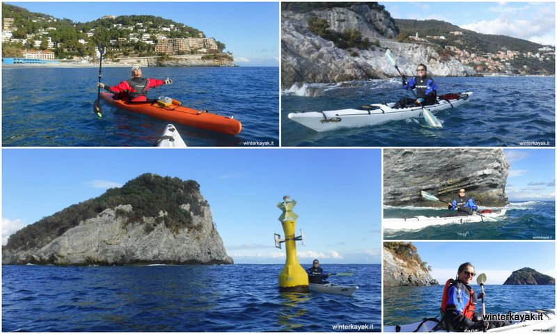 inverno in kayak Spotorno in Liguria