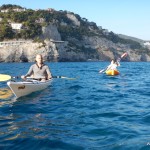 Luisa a Bergeggi con Winterkayak