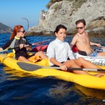 Luisa a Bergeggi con Winterkayak