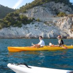 Luisa a Bergeggi con Winterkayak