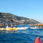 Luisa a Bergeggi con Winterkayak