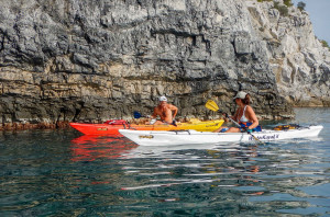 Daniela a Bergeggi con Winterkayak