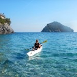 Cristiana a Bergeggi con Winterkayak