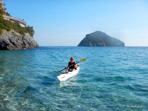 Cristiana a Bergeggi con Winterkayak