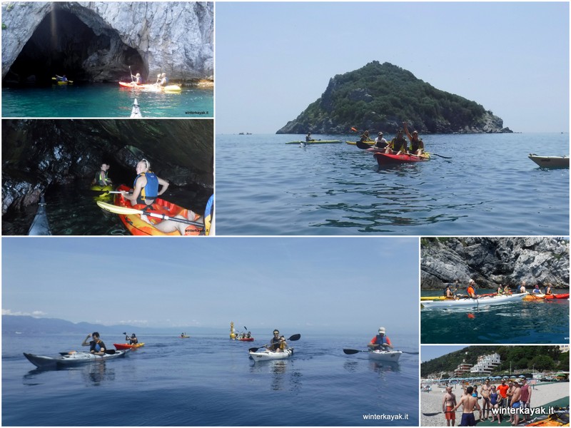 gruppo compleanno isola di bergeggi in canoa